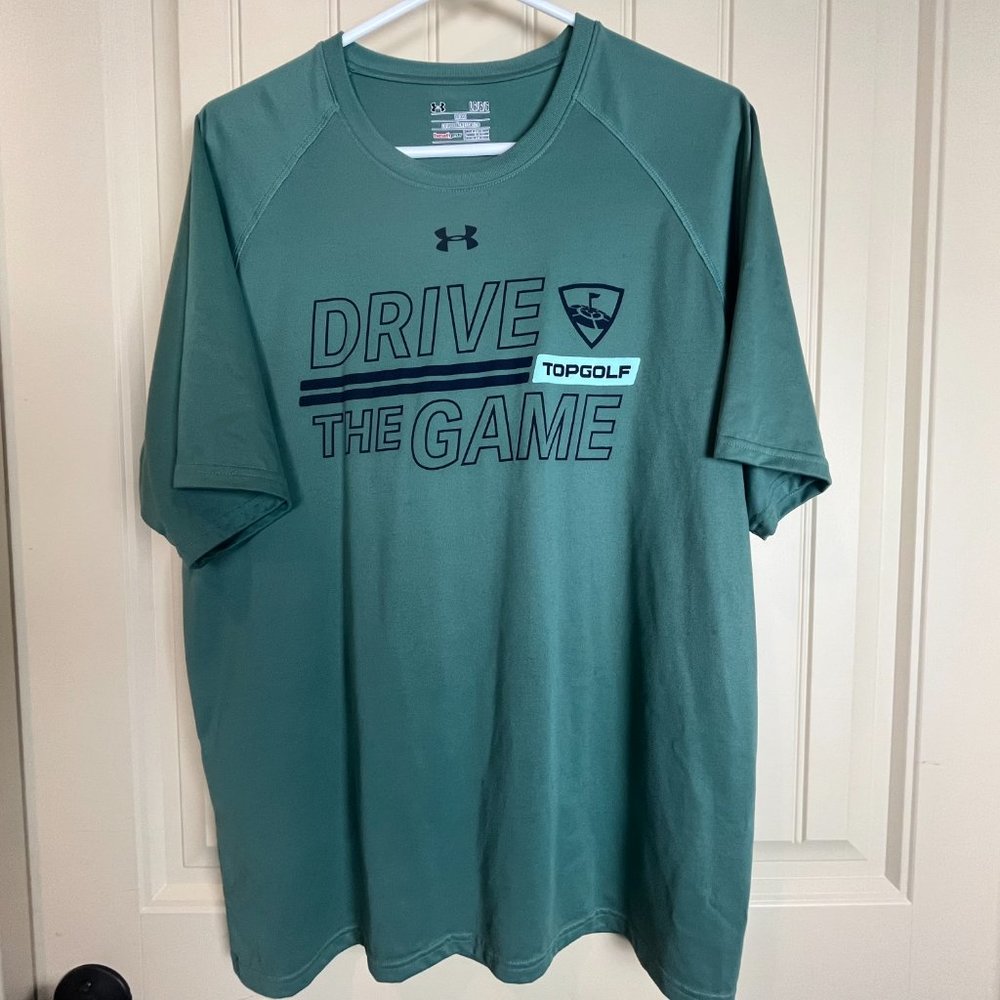 Under Armour UA Men's Short Sleeve Tee Size L Green Navy, Loose Fit, Logo